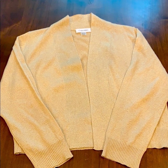 Calvin Klein Sweaters - Calvin Klein Sweater Women’s Small Gold 3/4 Sleeves Glitter Fabric Elegant